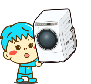 洗濯機を運ぶスタッフ