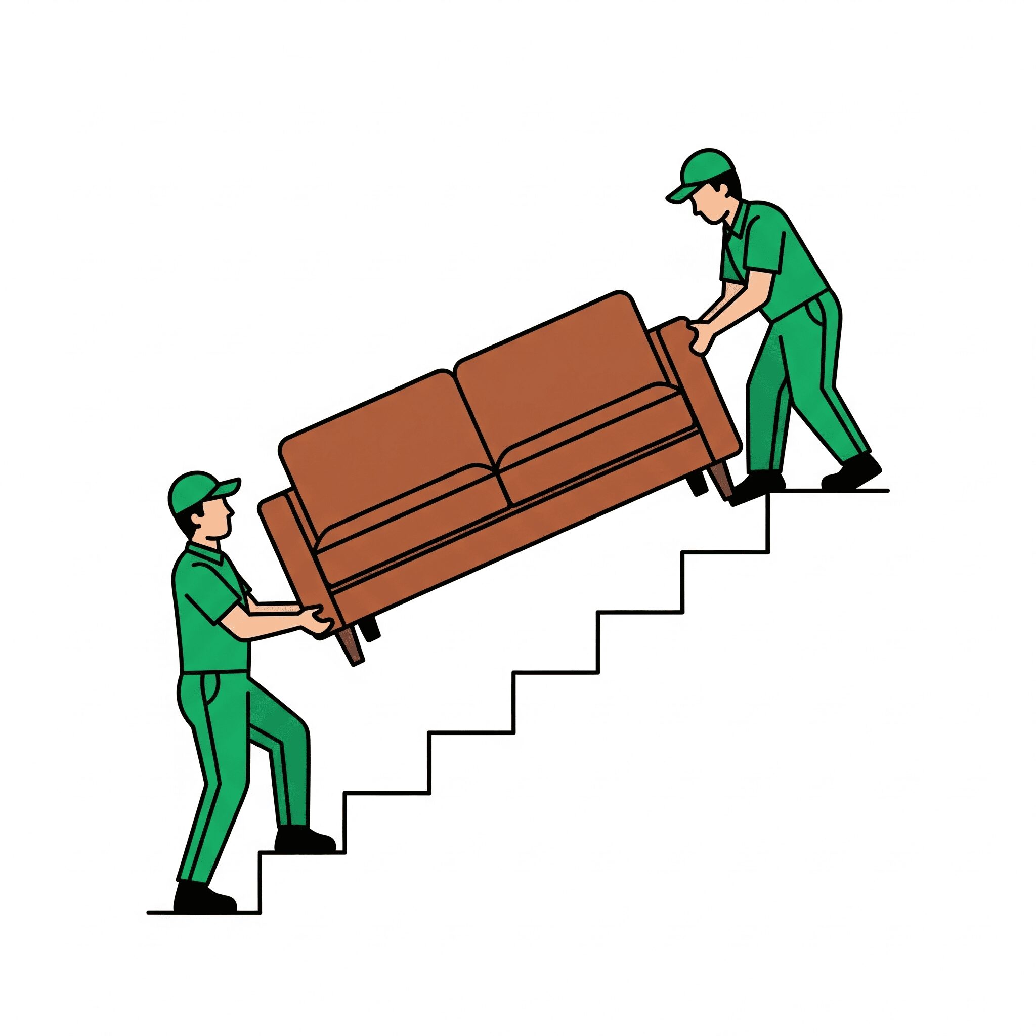 作業スタッフと階段